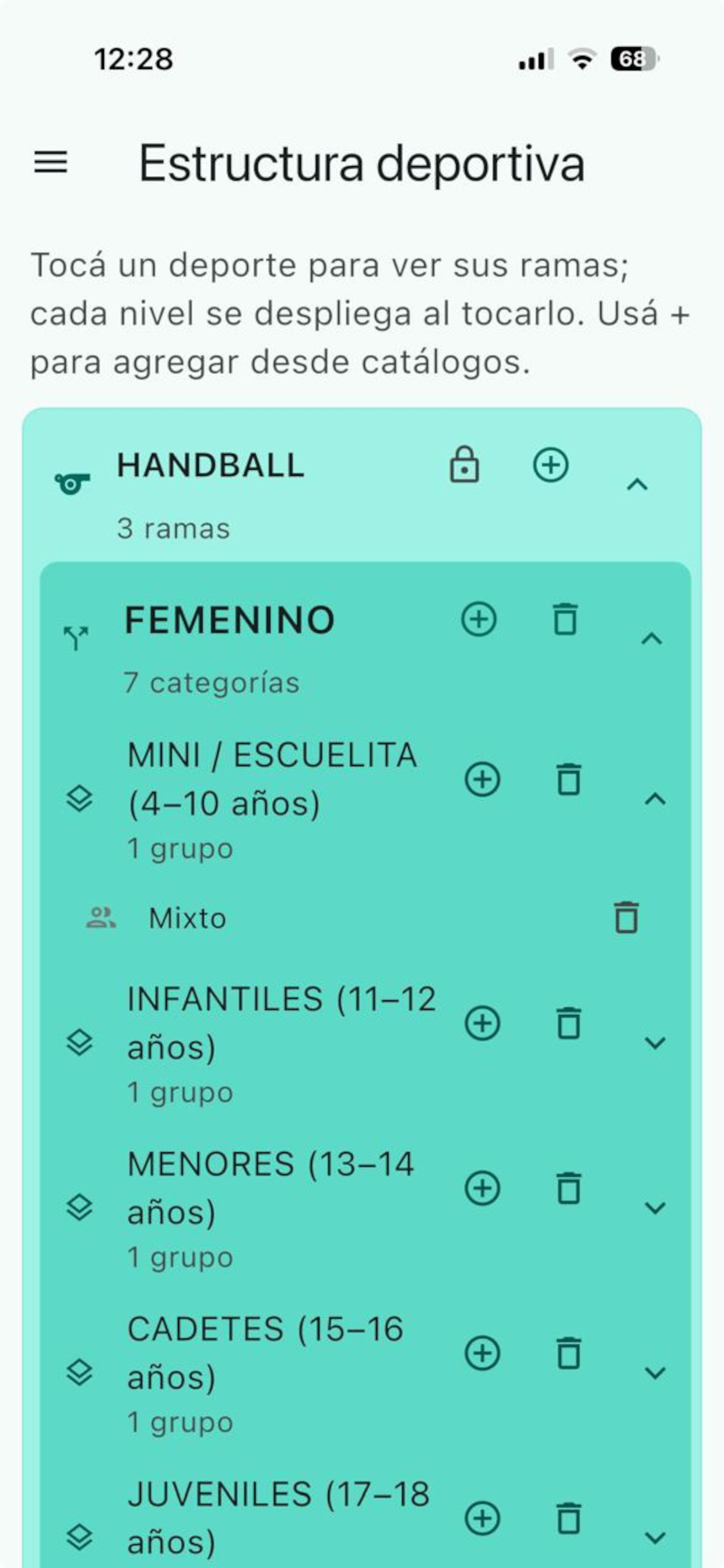 Estructura deportiva del club