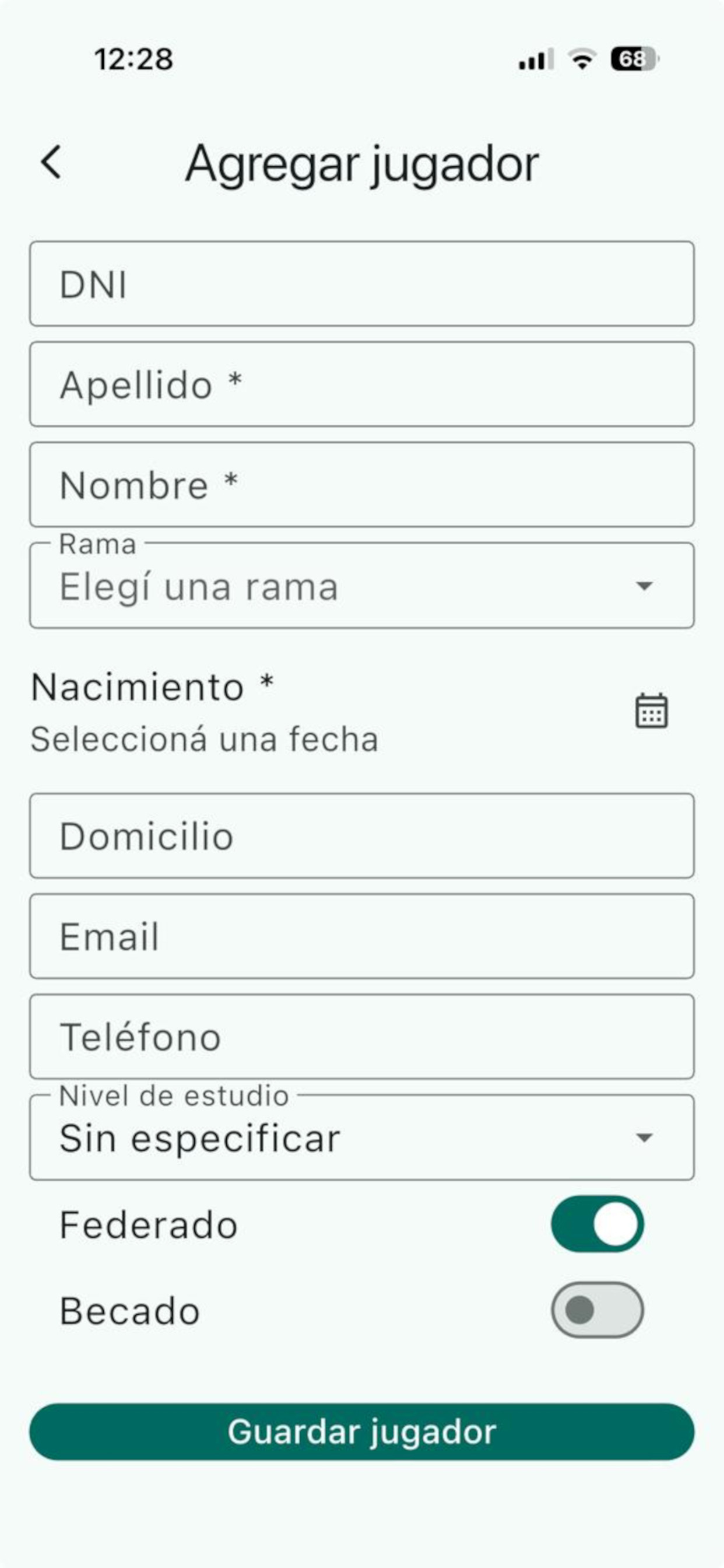 Gestión de jugadores