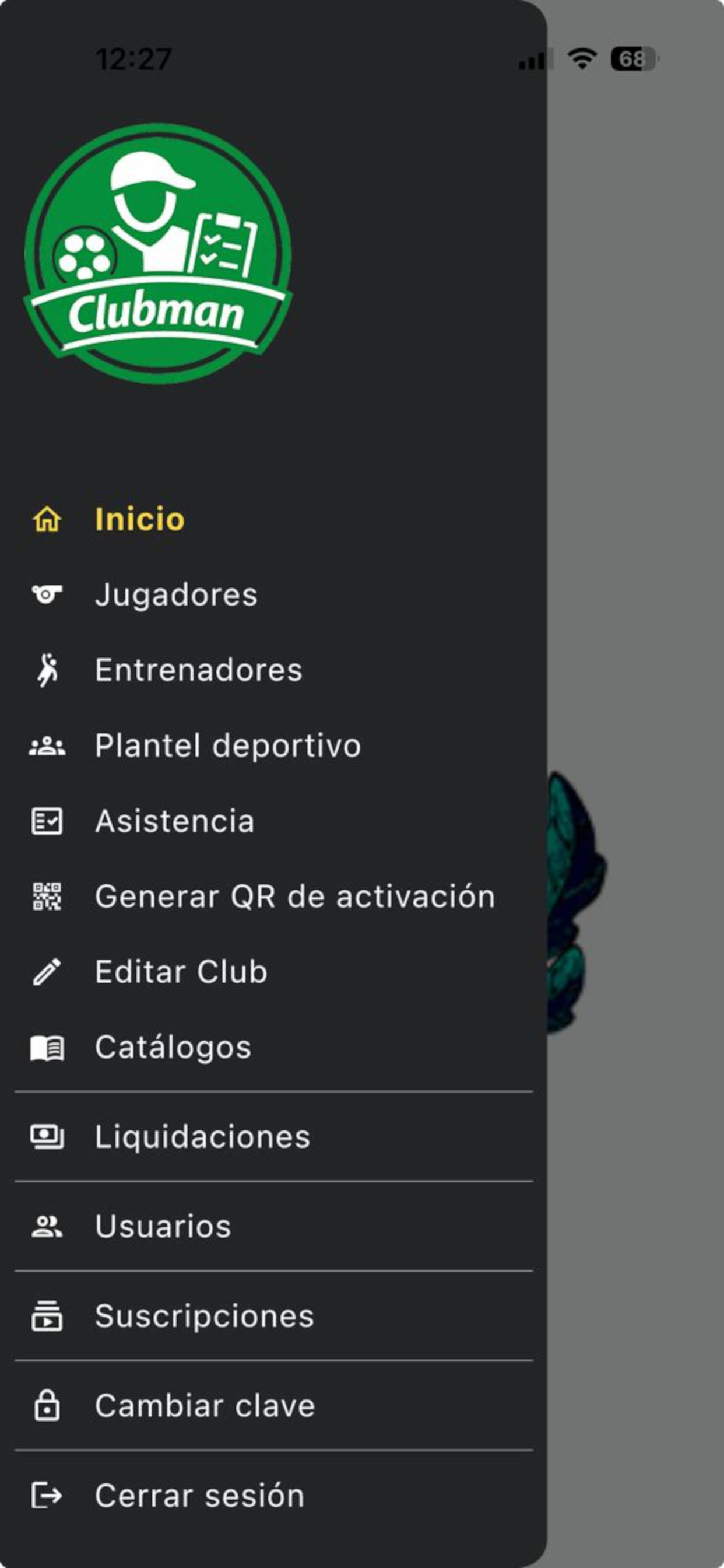Menú principal de Clubman